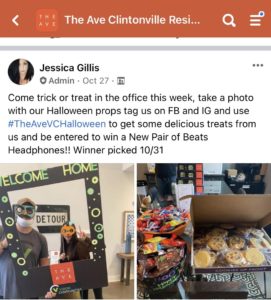 Halloween trick-or-treat post for The Ave