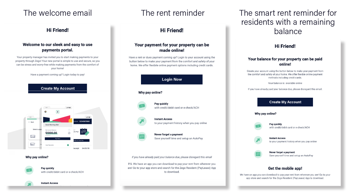 pay rent online: digital payment email notifications