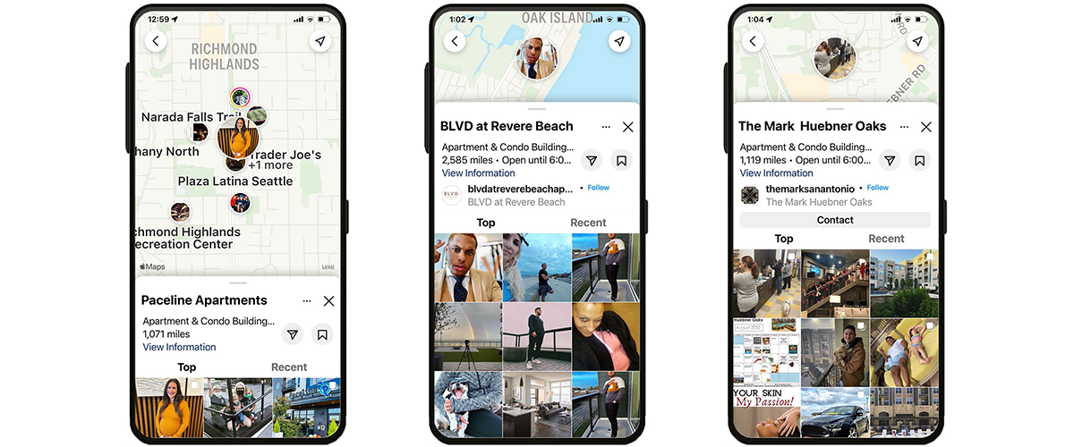 location based Instagram UGC for multifamily property management advertising