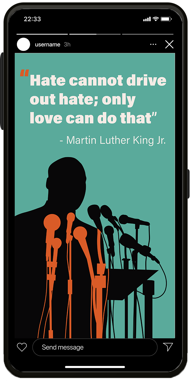 An screenshot of an Instagram story template quoting Martin Luther King Jr.. Property managers can utilize this Instagram story template for an apartment resident event for MLK Day.