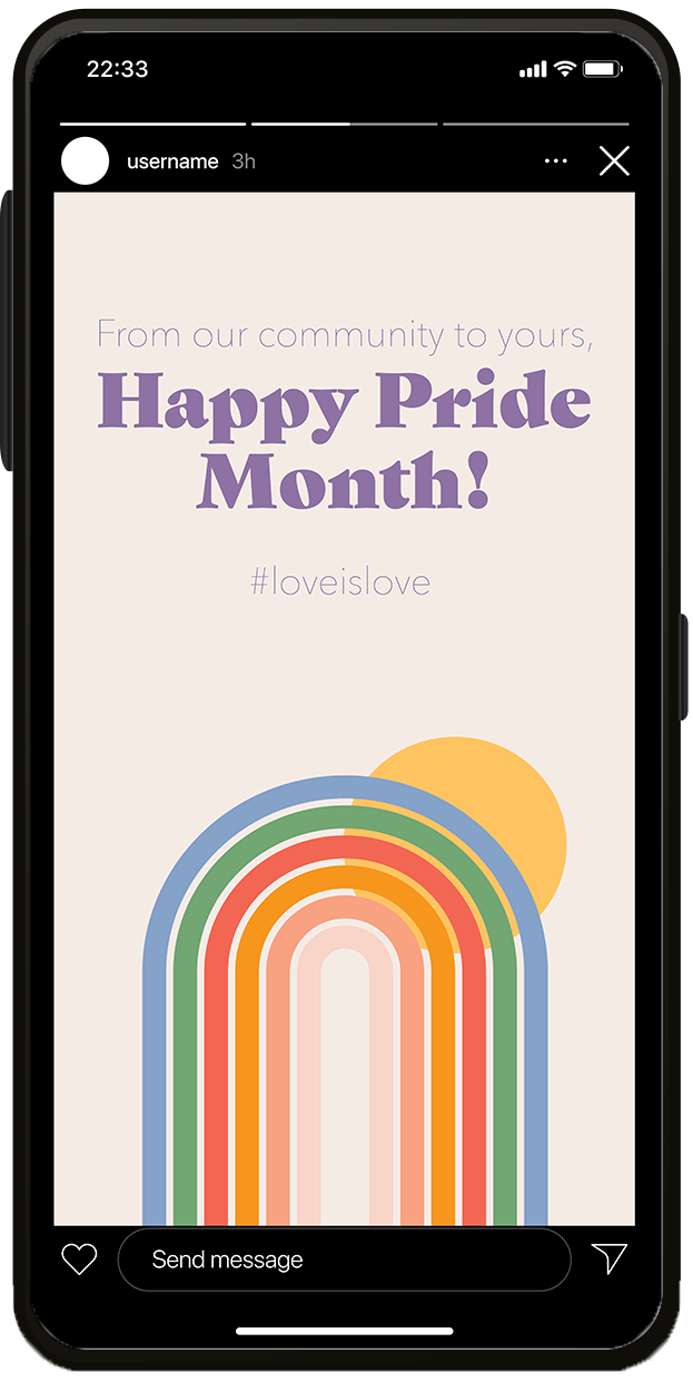 An screenshot of an Instagram story template for Pride Month. Property managers can utilize this Instagram story template for an apartment resident event for Pride Month.