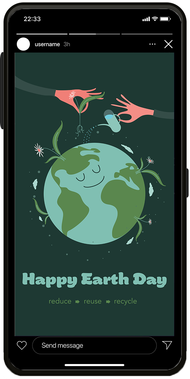 An screenshot of an Instagram story template for Earth Day. Property managers can utilize this Instagram story template for an apartment resident event for Earth Day.