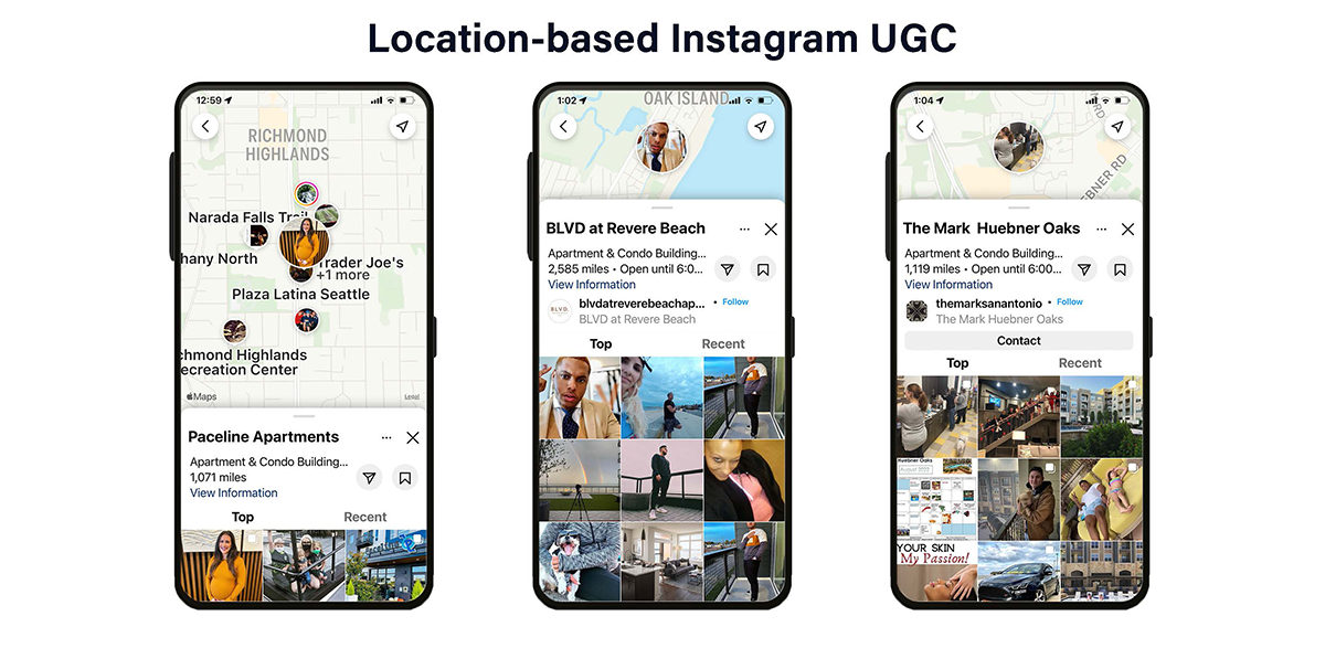 location based instagram ugc screenshots for property managers
