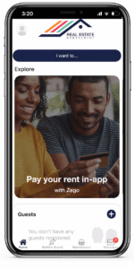 Screenshot of Zego Mobile Doorman resident app. For build-to-rent communities, a community app can improve operations and be a portal for payments, pet registrations, etc.
