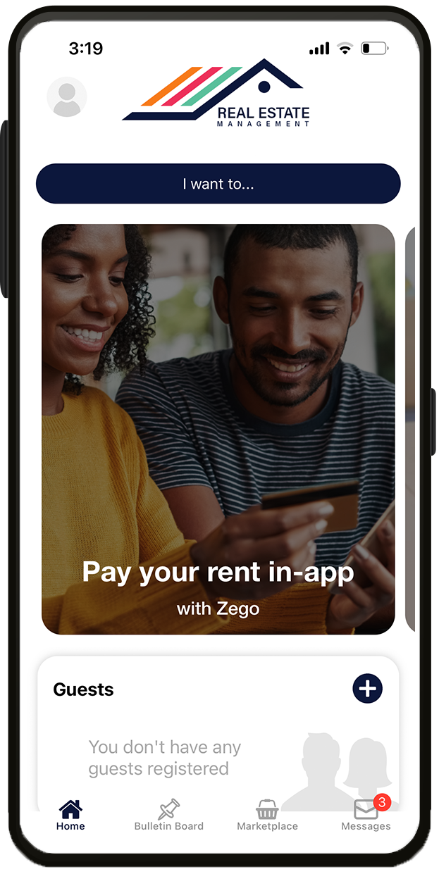 Zego Mobile Doorman content tile: rent payment screenshot