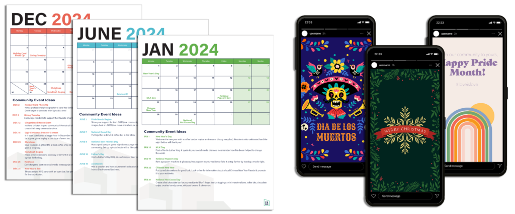 Need help coming up with resident event ideas? With Zego's 2024 resident events calendar we have created a custom resident event idea calendar and Instagram story templates for your multifamily events.