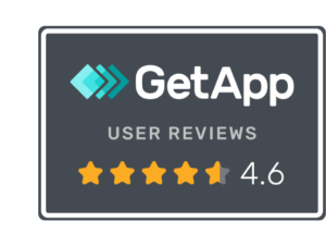 Review badge for GetApp, a review site